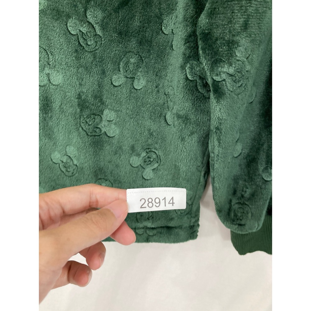 Disney Spirit Jersey Adults XS Green Mickey Mouse Faux Fur Mixed Media Pullover - Picture 8 of 8